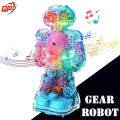 High Quality QP Children Electric Transparent Gear Robot Toy With Light Effects Universal Walking Robot For Kids Boys Girls Educational Toy 2022 New. 