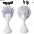 High Quality Gojo Satoru Cosplay Wig Jujutsu Kaisen Gojo Short Heat Resistant Synthetic Hair Anime Cosplay Wigs + Wig Cap. 
