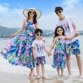 Seaside Mother-Daughter Matching Outfit Summer Travel Parent-Child Outfit a Family of Three Four Beach Mother-Daughter Dress Vacation Father-Child Suit. 