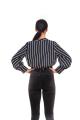 Lantern Sleeve Contrast Striped Wrap Top. 