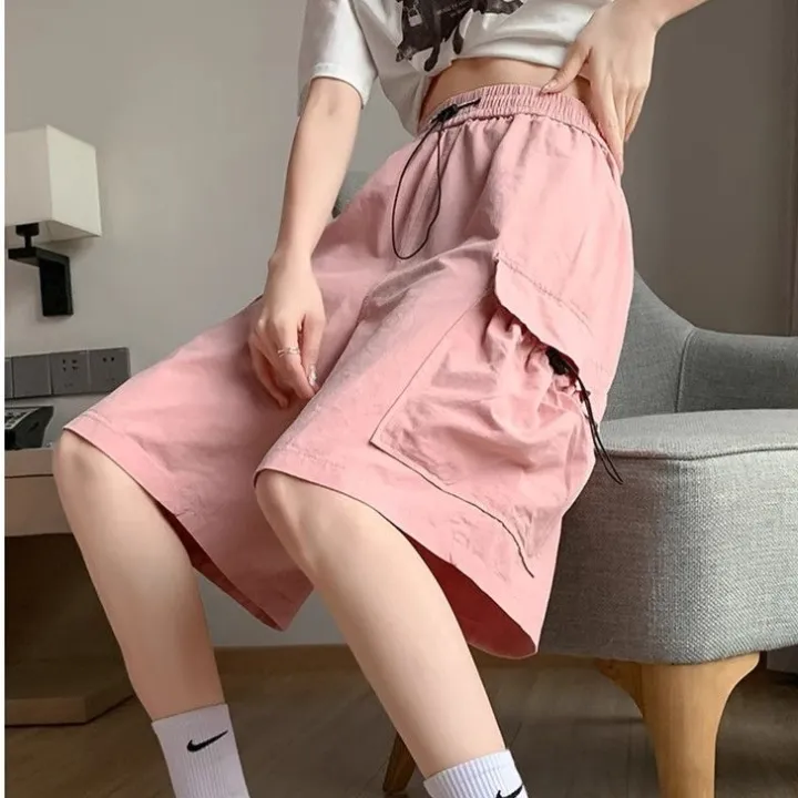 Korean%20Style%20Trendy%20Workwear%20Shorts%20Women's%20Loose%20High%20Waist%20Slimming%20All-Matching%20and%20Handsome%20Fashion%20Brand%20vibe%20Design%20Casual%20Sports%20Pants%20-%20Image%208