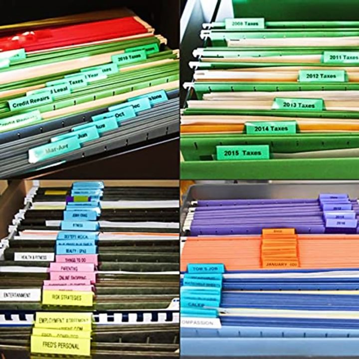 10 Pieces File Folder Tabs Clear Colored Hanging Folder Tabs With ...