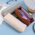 Artificial Leather PU Pen Bag Organizer School Office Supplies Pencilcase Students Stationery Simple Large Capacity Pencil Bag Fashion Dustproof Storage Box 1Pcs. 