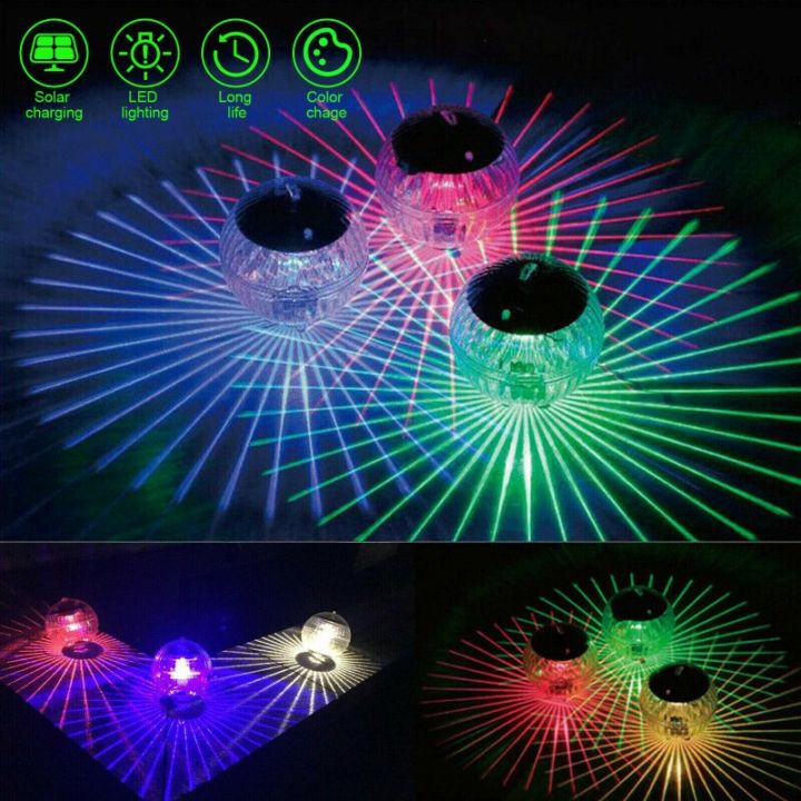 Rotating Go Lights Outdoor Solar LED Floating Lights for Gardens and Ponds, Rotating RGB ...