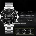 【FOOT SOFA】Fashion Mens Watches Luxury Silver Stainless Steel Quartz Wrist Watch Man Business Watch for Men Calendar Clock Reloj Hombre. 
