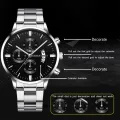 【Miga Plaza】Fashion Mens Watches Luxury Silver Stainless Steel Quartz Wrist Watch Man Business Watch for Men Calendar Clock Reloj Hombre. 