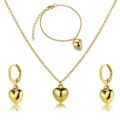 New 2023 Elegant Gold Metal Heart Jewelry Sets Earrings Necklaces. 