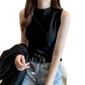 Women/ Ladies / Girls Trending High Quality Cotton Fabric, Turtle Neck, Casual Party Wear Sleeveless Turtle Neck Top  Tight Tank Crop Top / T-Shirt/ Short Blouse In White, Ash And Black Colors In S, M, L, Xl Free Sizes. 