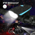Bike Bicycle USB Rechargeable Cycling Flashing Head Front Light Lamp with Horn. 