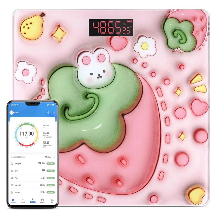 3D Digital Smart Body Scale, Bluetooth Body Weight Bathroom Scale with ...