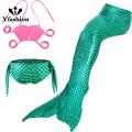 3pcs Girls Mermaid Swimsuit Summer Mermaid Tail Tops Panties Bikini Swimwear Three-piece Set. 