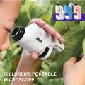 Pocket Microscope with LED Light,Stem Kids Portable Microscope 60x-120x, Handheld Mini Microscope FMC Lens System Slide Base Smartphone Digi scoping Clip for Education Exploring Gift. 