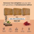 Ghar Soaps Sandalwood & Saffron Magic Soaps For Bath (300 Gms Pack Of 3) | Paraben Free | Chandan & Kesar Bath Soap | Handmade Soaps For Glowing | Skin Brightening Soap For Men & Women  (From india). 