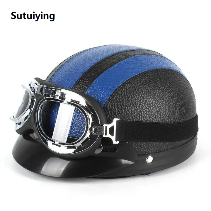 Sutuiying%20Hot%20Selling%20Classic%20Stripe%20Motorcycle%20Safety%20Helmet%20Fashion%20Men%20Women%20PU%20Leather%20Vintage%20Motor%20Electric%20Scooter%20Goggles%20Half%20Helmets%20-%20Image%203