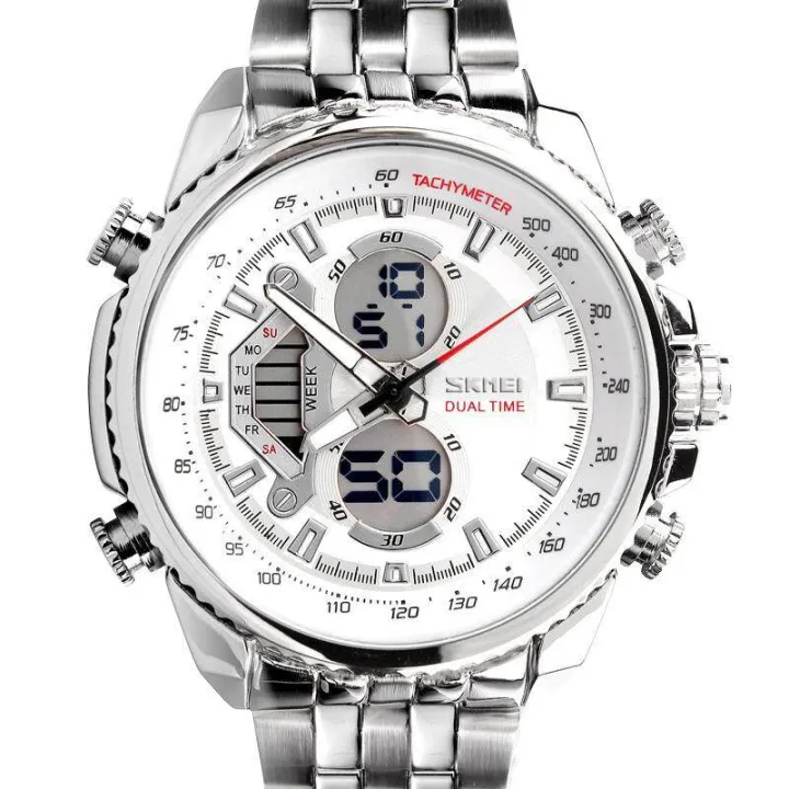 The double display watch men strip time diving watch fashion personality multi-function male student movement in electronic form