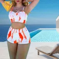 Steel Support Swimsuit Lace-up High Waist Bikini Set for Women Quick Dry Beachwear in Asia Swimsuit. 