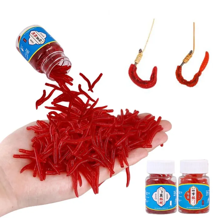 100pcs/Bottle%20Artificial%20Trout%20Soft%20Lure%20bloodworm%20Fishing%20Lure%20Worm%20Red%20Baits%20EarthWorm%20-%20Image%203