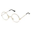 Male Casual Wear Golden Frame Clear White Lens Round Sunglasses. 
