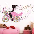 Buy More Cycle Girl with Wall decoration stickers room wallpaper bedroom nursery kids room Home decoration Wall Stickers. 