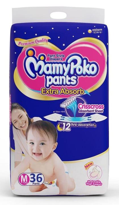 Mamypoko Pants Disposable Baby Diapers Medium 36 Pcs