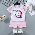 Yfashion Kids T-shirt Set Cartoon Printing Short Sleeve Cotton Tops Shorts Suit For 1-4 Years Old Boys Cotton Girls. 