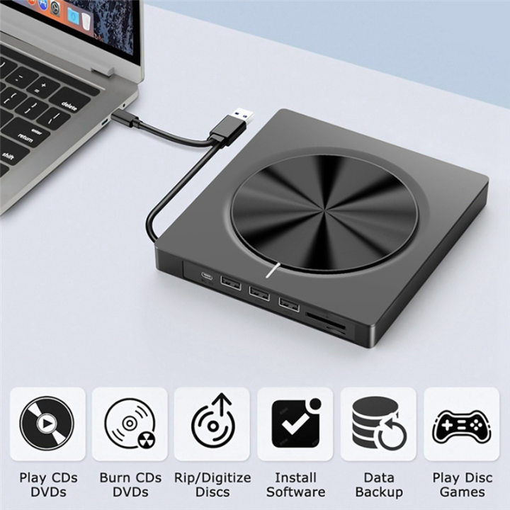 6%20in%201%20Burner%20Portable%20External%20USB3.0/Type-C%20Dvd-Rw%20Disc%20Optical%20Drive%20Dvd-Rom%20Burner%20Multifunction%20Dvd%20Drive,%20Easy%20to%20Use%20Fine%20Workmanship%20-%20Image%203