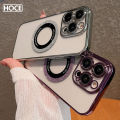HOCE Plating Glitter Magnetic Phone Cases For iPhone 11 12 13 14 15 Pro Max 14 15 Plus MagSafe Case Clear Logo Hole Soft TPU Cover. 