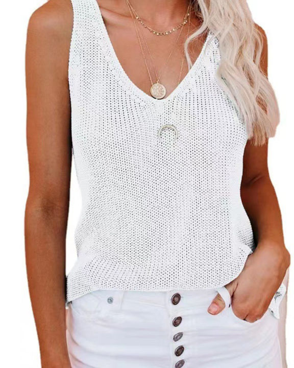 Yfashion%20Women's%20V-Neck%20Sleeveless%20Blouse%20Plain%20T%20Shirts%20Fits%20Tunic%20Tank%20Top%20-%20Image%206