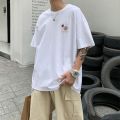 [48 Hourly Delivery ] Hong Kong Style Summer Pure Cotton T T-shirt Men's Loose Korean Style Trendy All-Matching Fashion Brand Top Clothes Casual Half Sleeve ins Short Sleeve Men. 