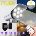 77 LED Solar Security PIR Motion Sensor Light with Remote Control, Dummy Surveillance CCTV Light, Roatable Angle Adjustable LED Wall Light, Outdoor Fake Camera with Light. 