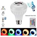 12W LED Music Light Bulb, B22 Bayonet Base Night Light RGB Colour Changing Lamp with Built-in Audio Bluetooth Speaker and Remote Control. 
