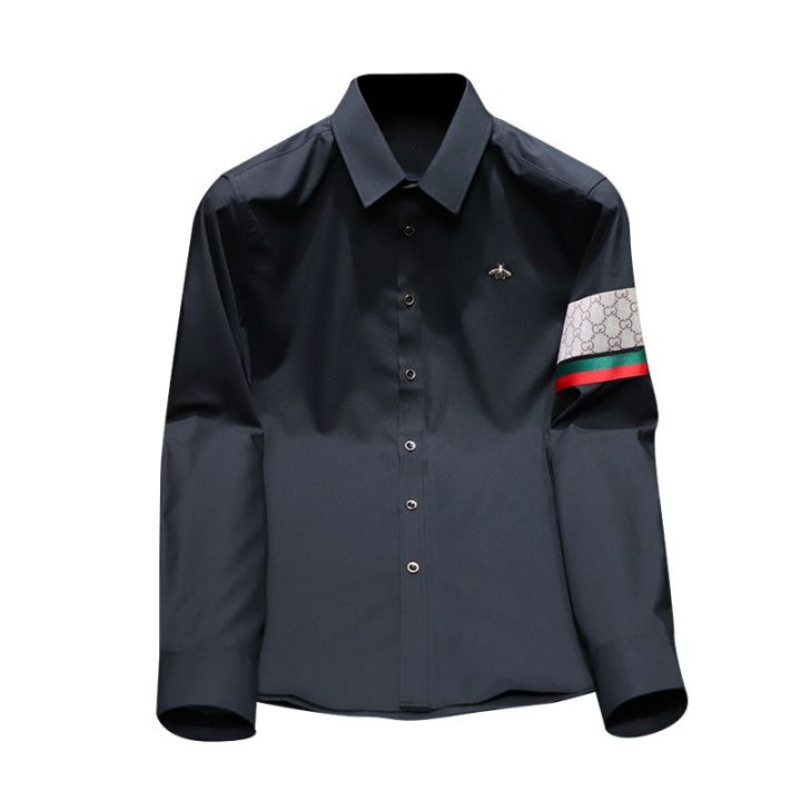 Trendy%20Long%20Sleeve%20Shirt%20Men2023Spring%20and%20Autumn%20New%20Bee%20Embroidered%20Casual%20Large%20Size%20Striped%20Contrast%20Color%20Shirt%20-%20Image%202