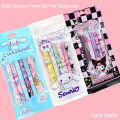 6Pcs/Set Cute Sanrio Kuromi 0.5mm Gel Pens Set Kawaii Press Gel Pen Cartoon School Hello Kitty Student Stationery Supplies Gift. 