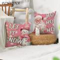 Christmas Pillowcase Vibrant Color Soft Linen Christmas Pillow Cover Fade-resistant Square Cushion for Sofa Hidden Zipper Closure Southeast Asian Buyers' Choice Durable Linen Pillowcase. 