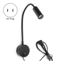 Wall-Mounted Reading Lamp Wall Lamp Hose Bedside Lamp Minimalist Style (Black US Plug). 