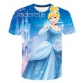 Children Cinderella T-Shirts Girls Summer Kids Rapunzel Belle Disney Princess Tops Tees Baby Kids Cartoon Tee Shirts 1-14 Years. 