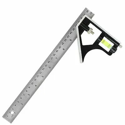 Square Ruler With Level Adjustable Combination Set Tri Square Sliding Metal Ruler Level | Daraz.lk