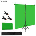 1.5 * 2m/ 5 * 7ft Green Backdrop Screen  Chromakey Background Photography Kit with Adjustable T-Shaped Background Stand 3pcs Backdrop Clamps. 