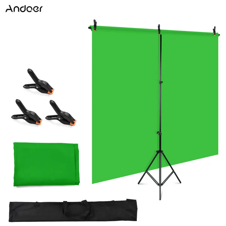 1.5%20*%202m/%205%20*%207ft%20Green%20Backdrop%20Screen%20%20Chromakey%20Background%20Photography%20Kit%20with%20Adjustable%20T-Shaped%20Background%20Stand%203pcs%20Backdrop%20Clamps%20-%20Image%208