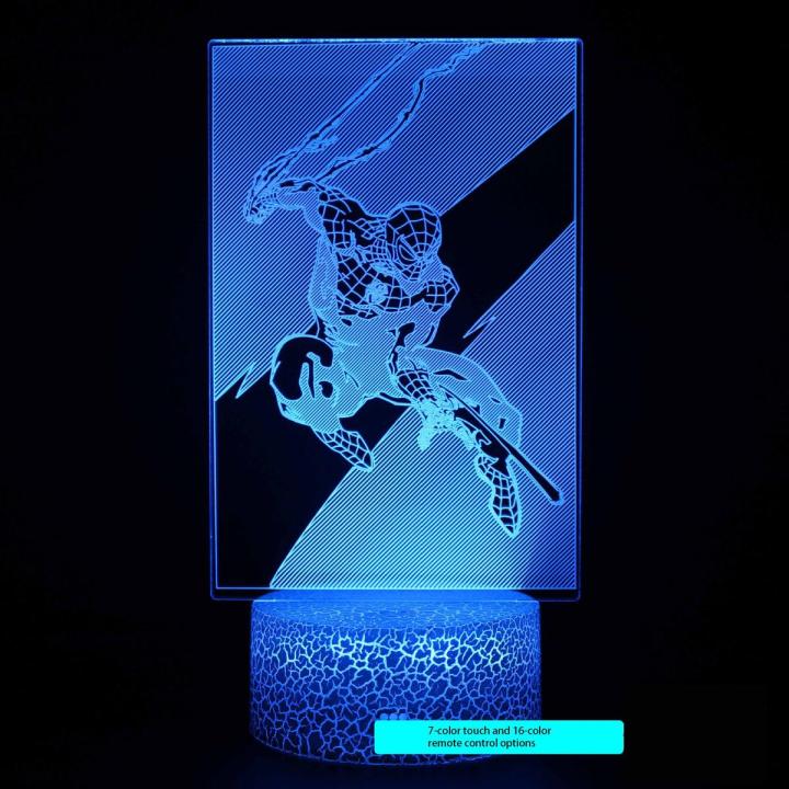 DISNEY Spider-Man 3D Desk Lamp USB Stereo LED Night Light Illusion Light Surprise Birthday Gift LED Light Use USB and Battery
