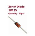 20 pcs of 1W 3V Zener Diode for Electronic Circuits. 