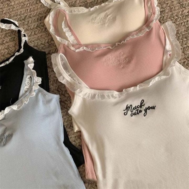 New%20Women's%20lace%20trim%20top%20sweet%20vest%20camisolet%20lace%20lettering%20cute%20sleeveless%20tank%20top%20for%20girls%20summer%20u-neck%20crop%20top%20-%20Image%202