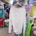 Beach Blouse Loose Cross Back Long Sleeve Thin Sneaky Design Backless Sun Protection T T-shirt Women's Summer Pullover Air Conditioner. 