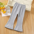 Yfashion Kids Girls Cotton Leggings Flared Pants Cotton Solid Color Baby Spring Autumn Outerwear Elastic Bottom Long Pants. 