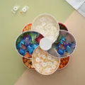 Candy and Nut Container, 6-Compartment Petal-Shaped Plastic Food Storage Lunch Double-Layer Storage Box with Lid. 
