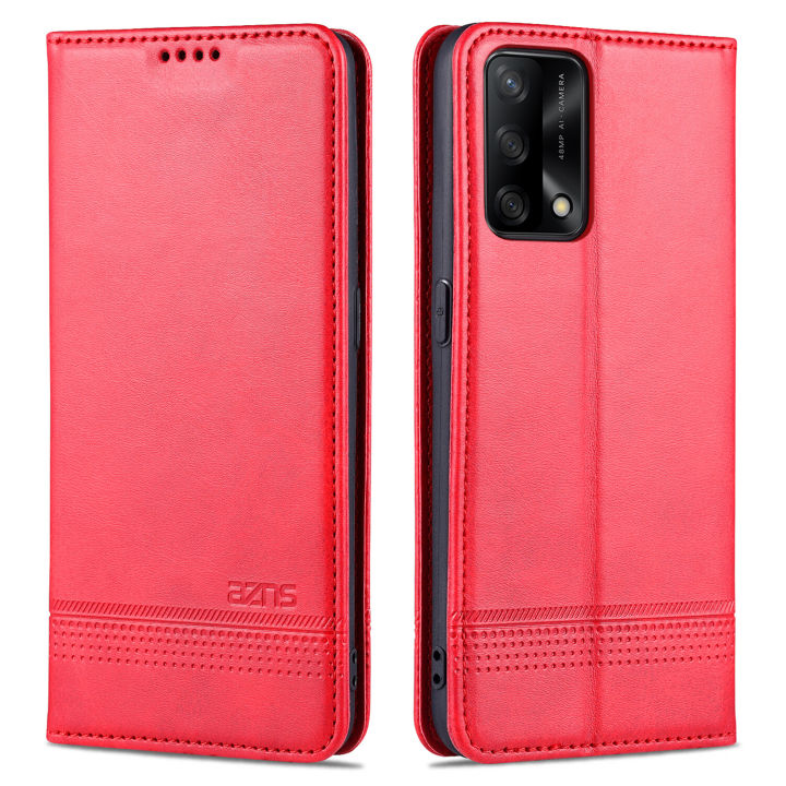 Xinyunew Cover In Pelle Per Oppo A74 4G / Oppo F19 - Custodia Portafoglio A Libro Con Slot E Magnete, Verde