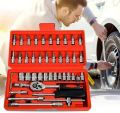 46 in 1 Pcs Tool Kit & Screwdriver set and Socket Set Wrench Set Multi Purpose Combination Tool Case Precision Socket Set, Multicolour. 