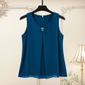 2024 Summer Double-Layer Chiffon Camisole Women's Inner Loose Chiffon Shirt Women's Sleeveless Blouse plus Size Outer Wear Underwear. 