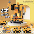 〓Official IP Authorization〓COD〓0783-375 Children's Toy Transforming Alloy Pull-back Robot Engineering Team 5-in-1 Assembly 〓COD〓. 