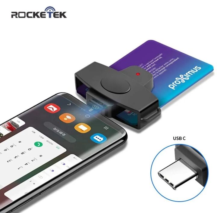 Rocketek USB type c smart Card Reader memory ID Bank EMV electronic ...
